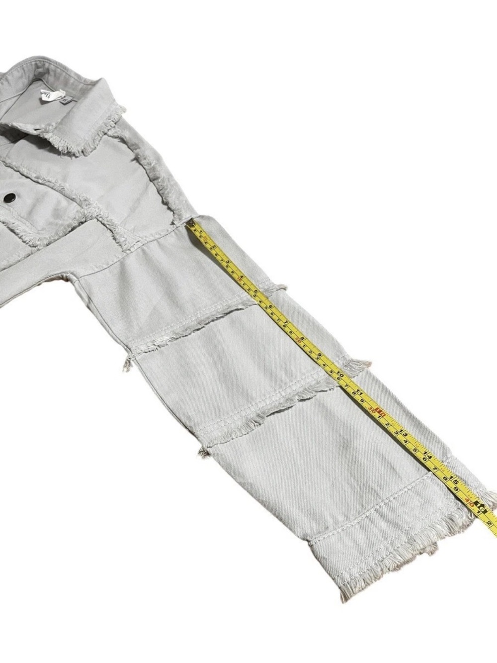 ELAN “Rock & Roll” Gray Distressed Cotton Denim-Like Snap Up Oversized Jacket XS - Picture 8 of 13